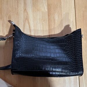 Black Croc-Embossed Clutch
